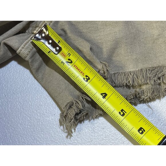 KanCan Womens Size 29 High Rise Curvy Shorts Frayed Hem Khaki - Picture 6 of 9